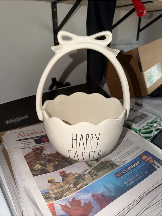 Rae Dunn Other - Rae Dunn Ceramic "Happy Easter" Basket with Bow Handle